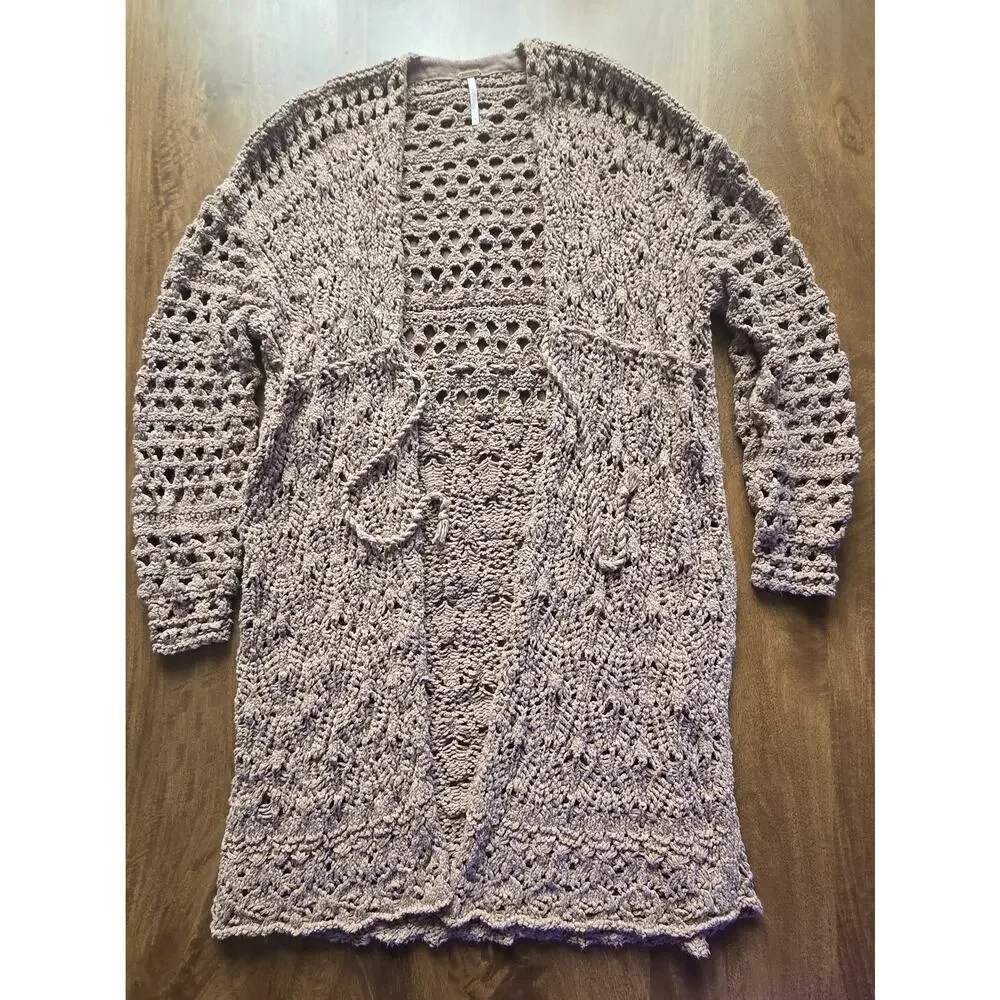 NWT Free People Sweet Talker Long Crochet Cardigan Sz S